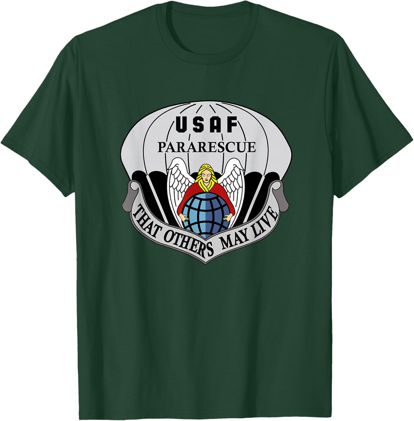 Air Force Pararescue Insignia PJ Military Veteran Patriotic T-Shirt - T-Shirt | Forest