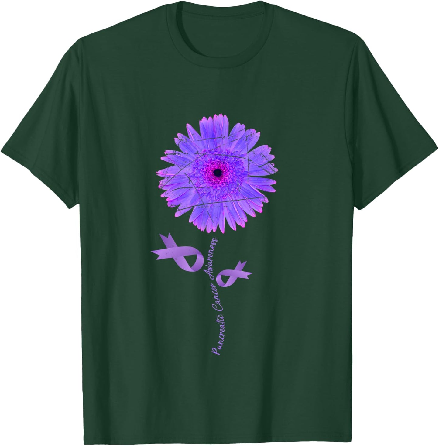 Cancer Warrior Purple Ribbon Gift Pancreatic Cancer T-Shirt - T-Shirt | Forest