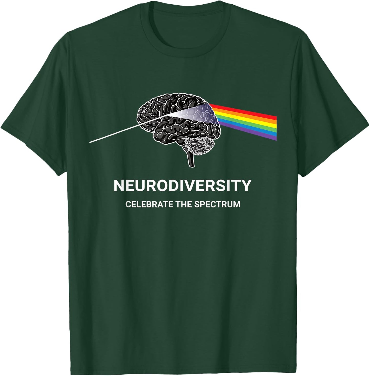 Neurodiversity Autism Spectrum ASD ADHD Rainbow Brain T-Shirt - T-Shirt | Forest