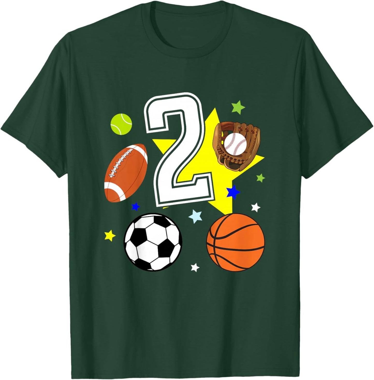 Kids 2nd Birthday Sports Birthday Theme 2 Year Old Boy T-Shirt - T-Shirt | Forest