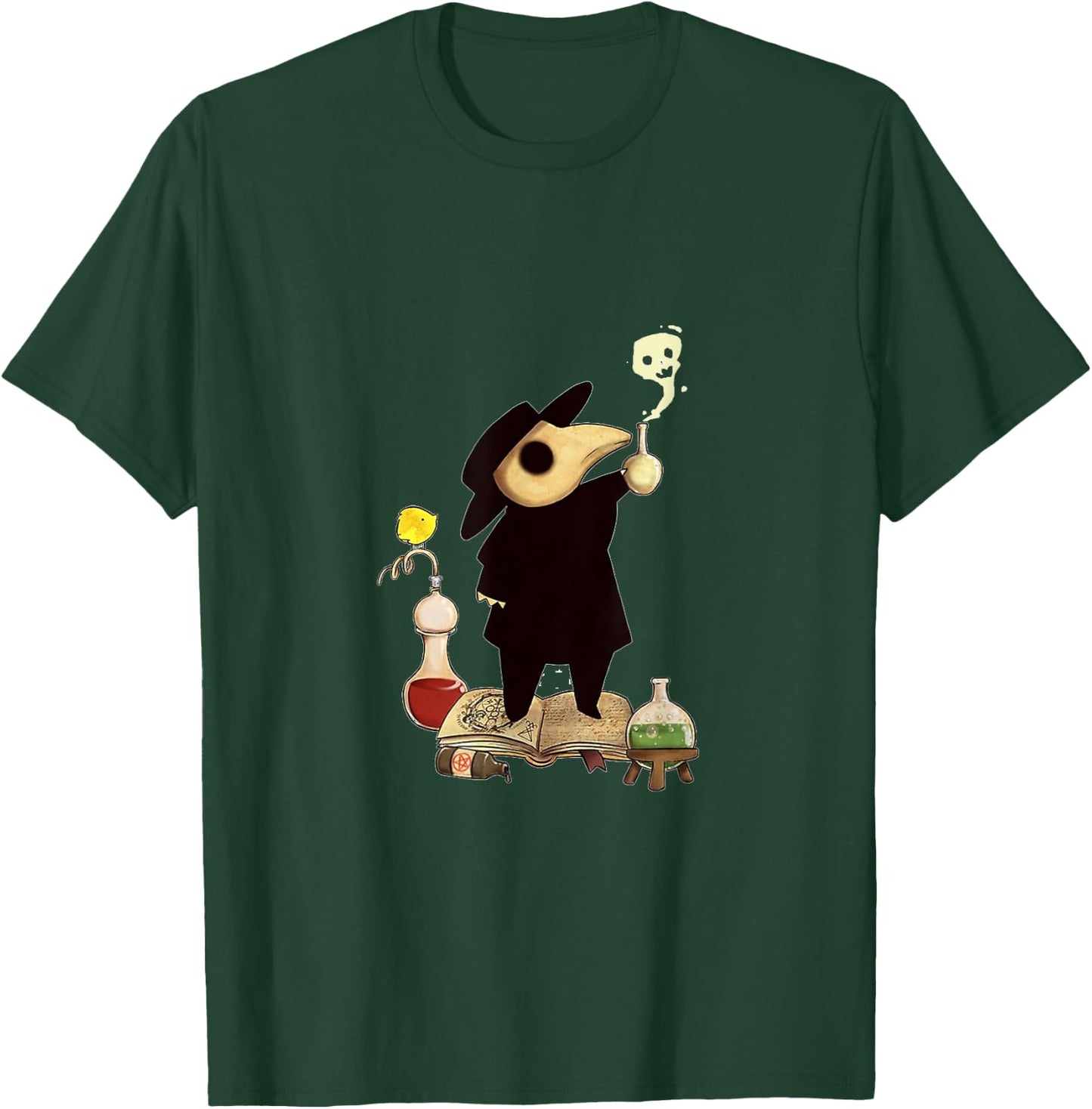 One Fantasy Designs Plague Doctor - Men's Classic Fit Black Cotton Short Sleeve - Small T-Shirt - T-Shirt | Forest