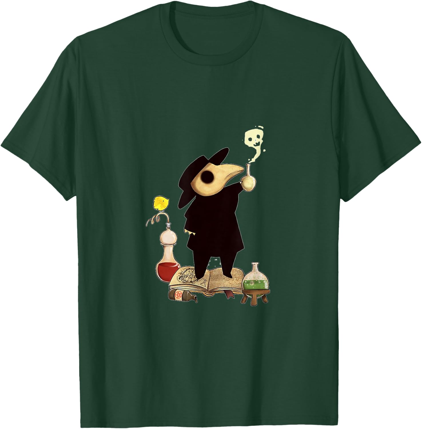 One Fantasy Designs Plague Doctor - Men's Classic Fit Black Cotton Short Sleeve - Small T-Shirt - T-Shirt | Forest