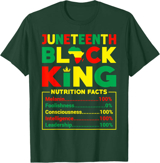 Juneteenth Boy Black King Nutritional Facts Couple T-Shirt - T-Shirt | Forest