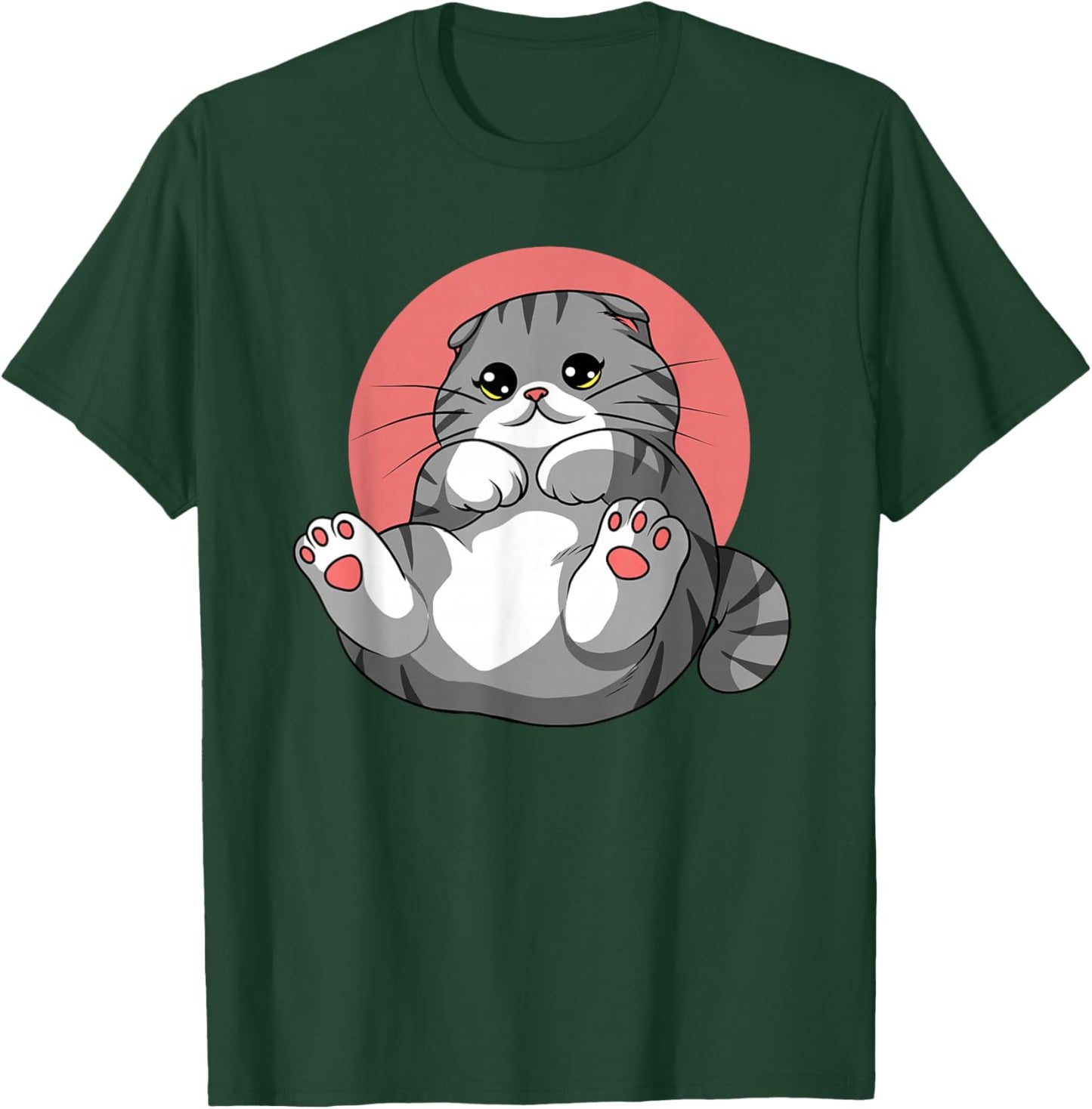 Scottish Fold Cat Neko Kitty Cute Kawaii Anime Cat T-Shirt - T-Shirt | Forest