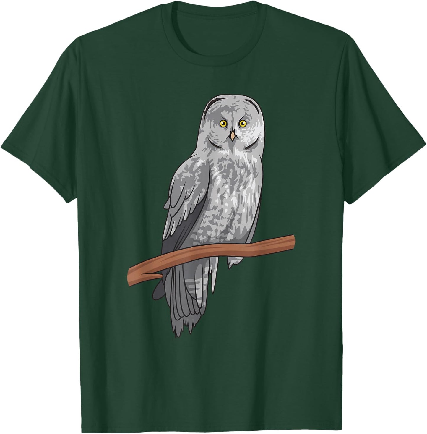 Great Gray Owl on a tree Cute Realistic OWL T-Shirt - T-Shirt | Forest