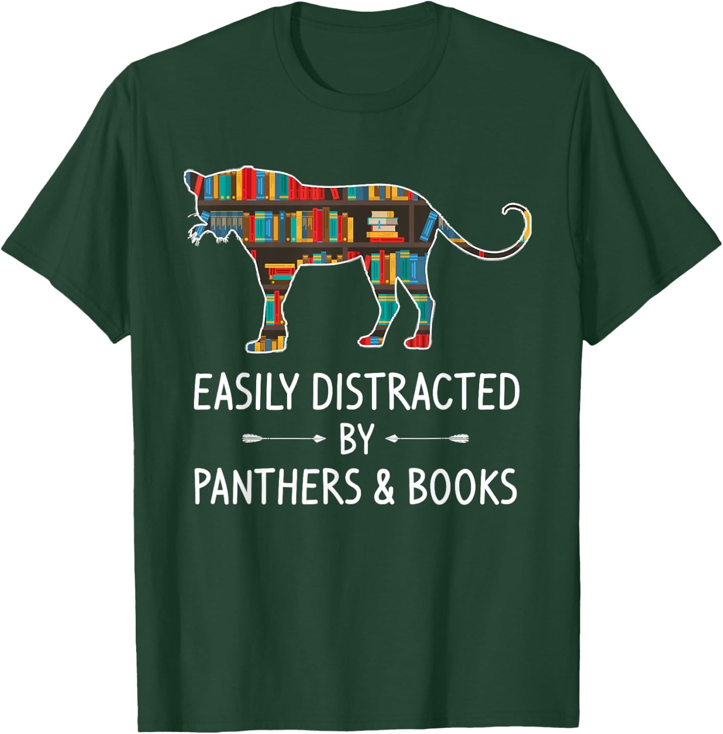 Easily Distracted By Panthers & Books Lover Gift Jaguar T-Shirt - T-Shirt | Forest