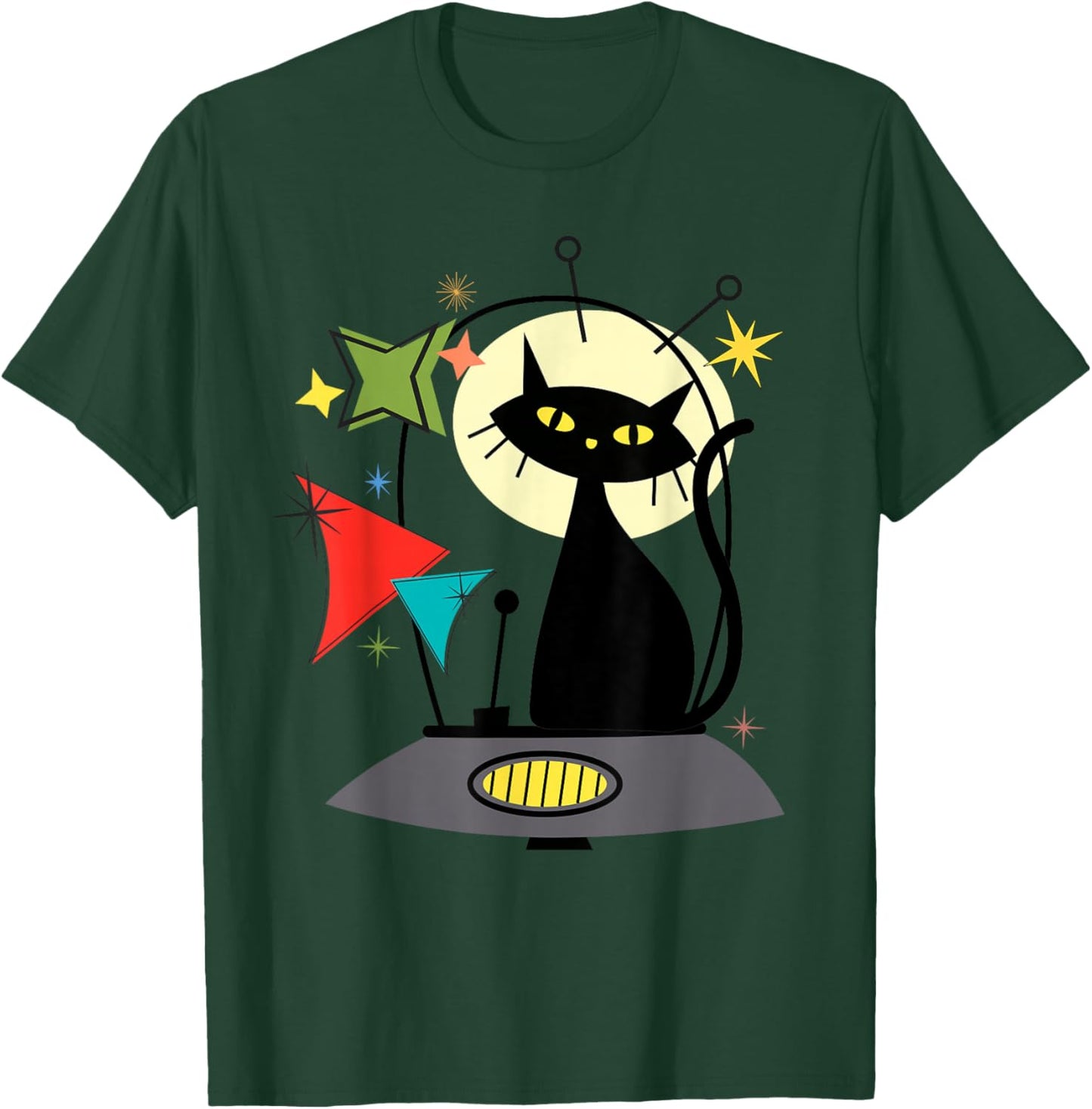 Mid Century Cat Retro Atomic Age Space Modern 50s 60s Kids T-Shirt - T-Shirt | Forest