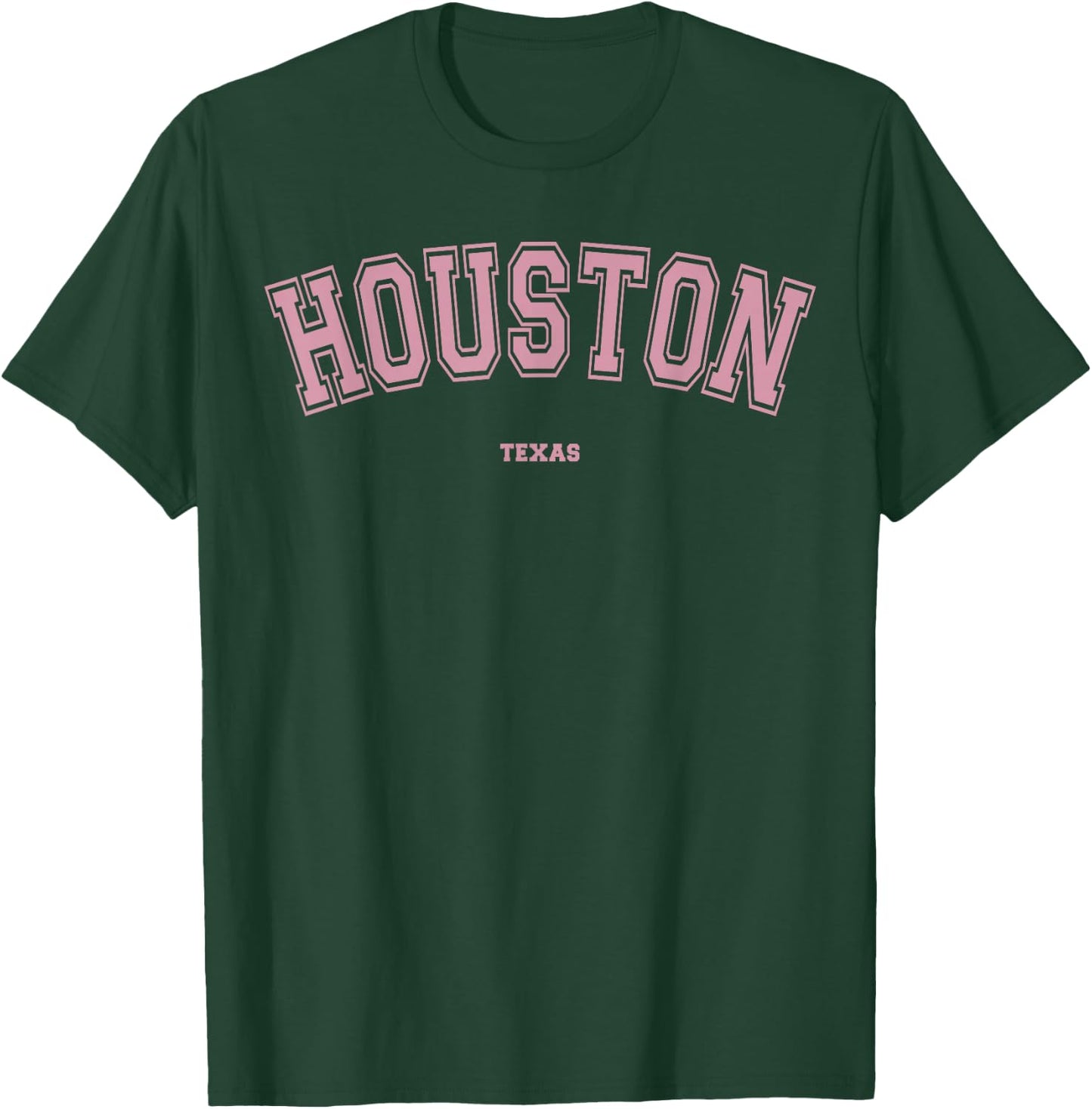 Pink Houston Texas TX Varsity Style on Houston T-Shirt - T-Shirt | Forest
