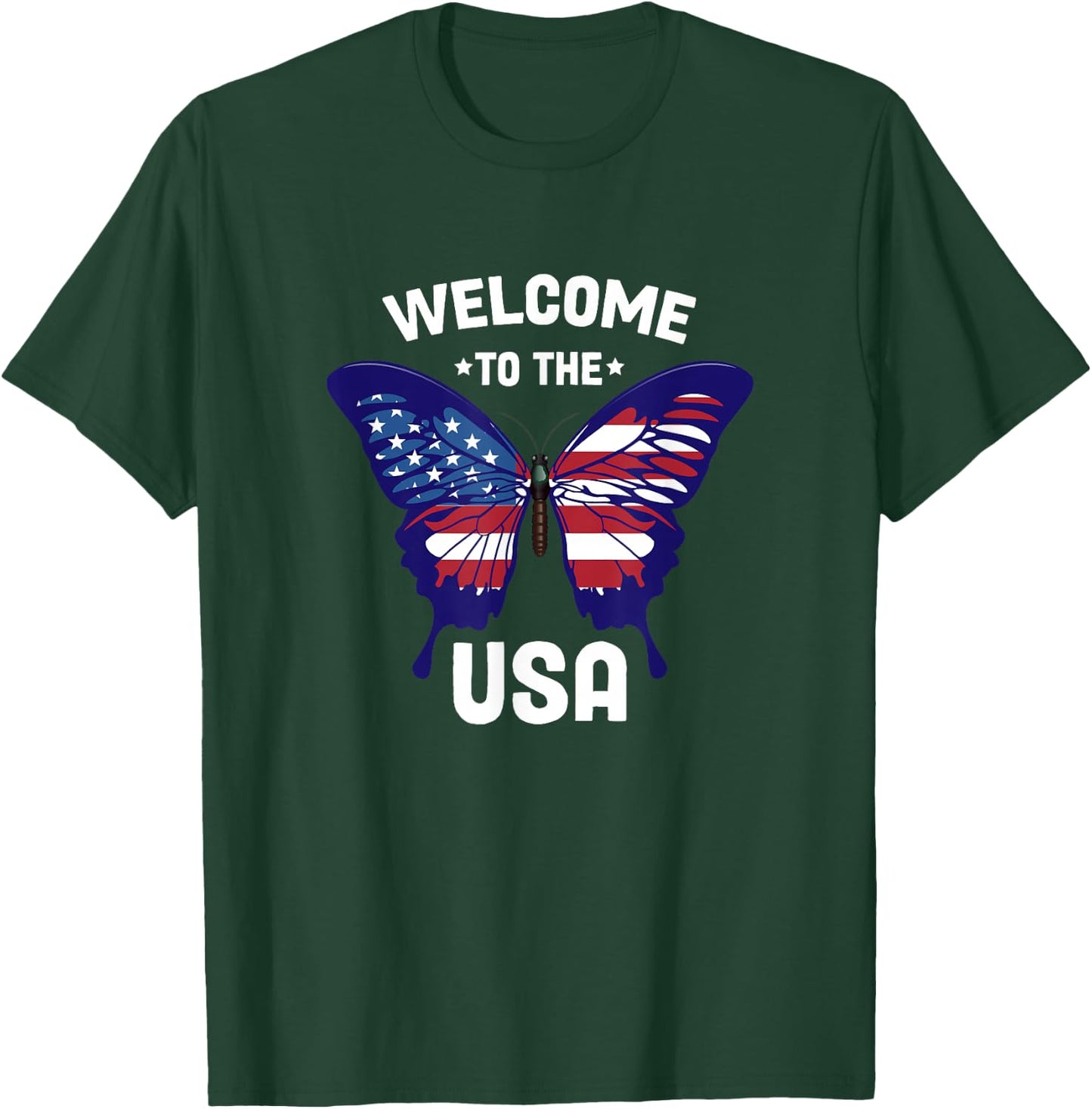 Welcome to the USA Patriotic Butterfly New American Citizen T-Shirt - T-Shirt | Forest