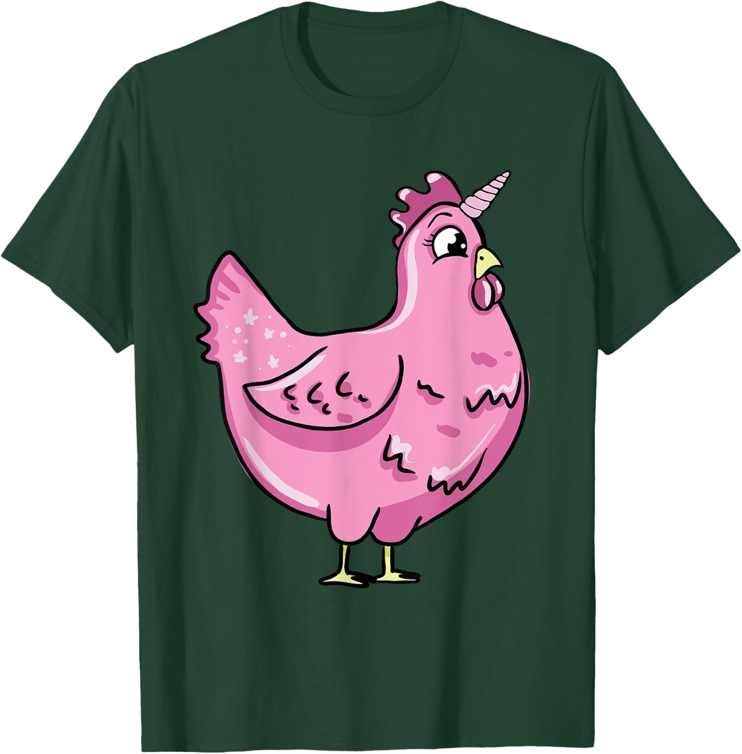 Funny Chicken Unicorn Illustration Farmer Poultry Love T-Shirt - T-Shirt | Forest