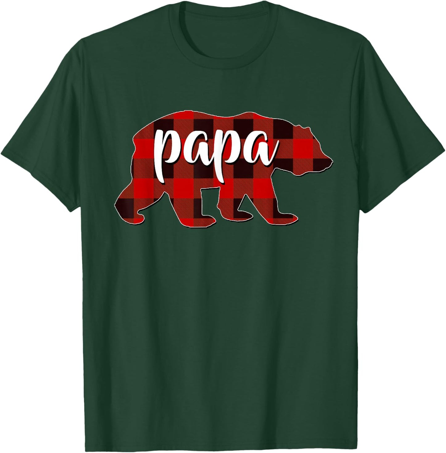 Red Plaid Papa Buffalo Matching Family Dad Pyjamas Christmas T-Shirt - T-Shirt | Forest