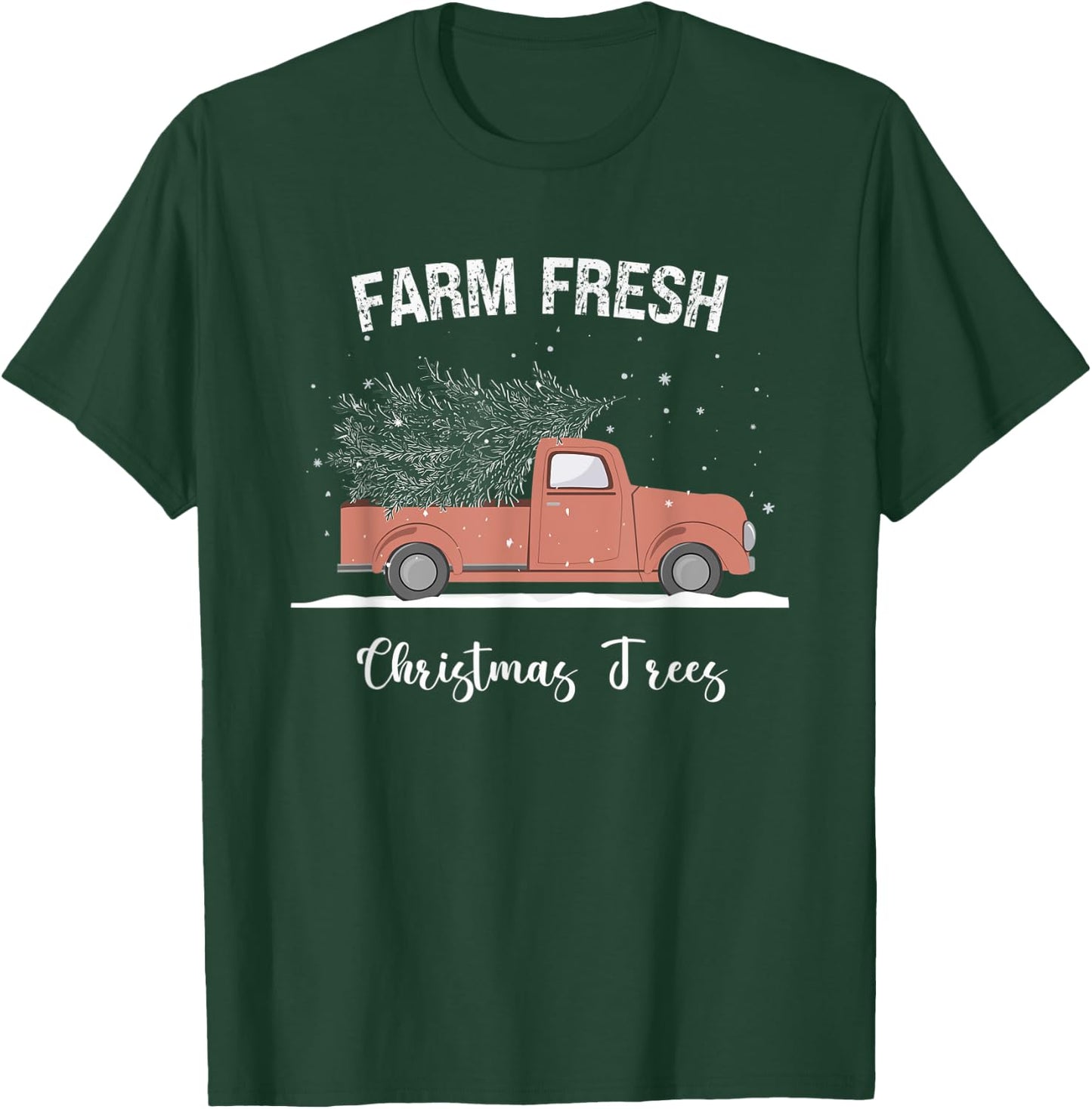 Farm Fresh Christmas Trees Red Truck Pine Tree Family T-Shirt - T-Shirt | Forest