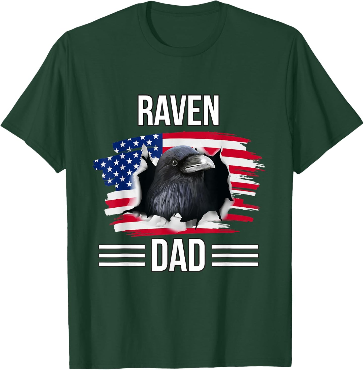 Bird US Flag 4th Of July Father's Day Raven Dad T-Shirt - T-Shirt | Forest