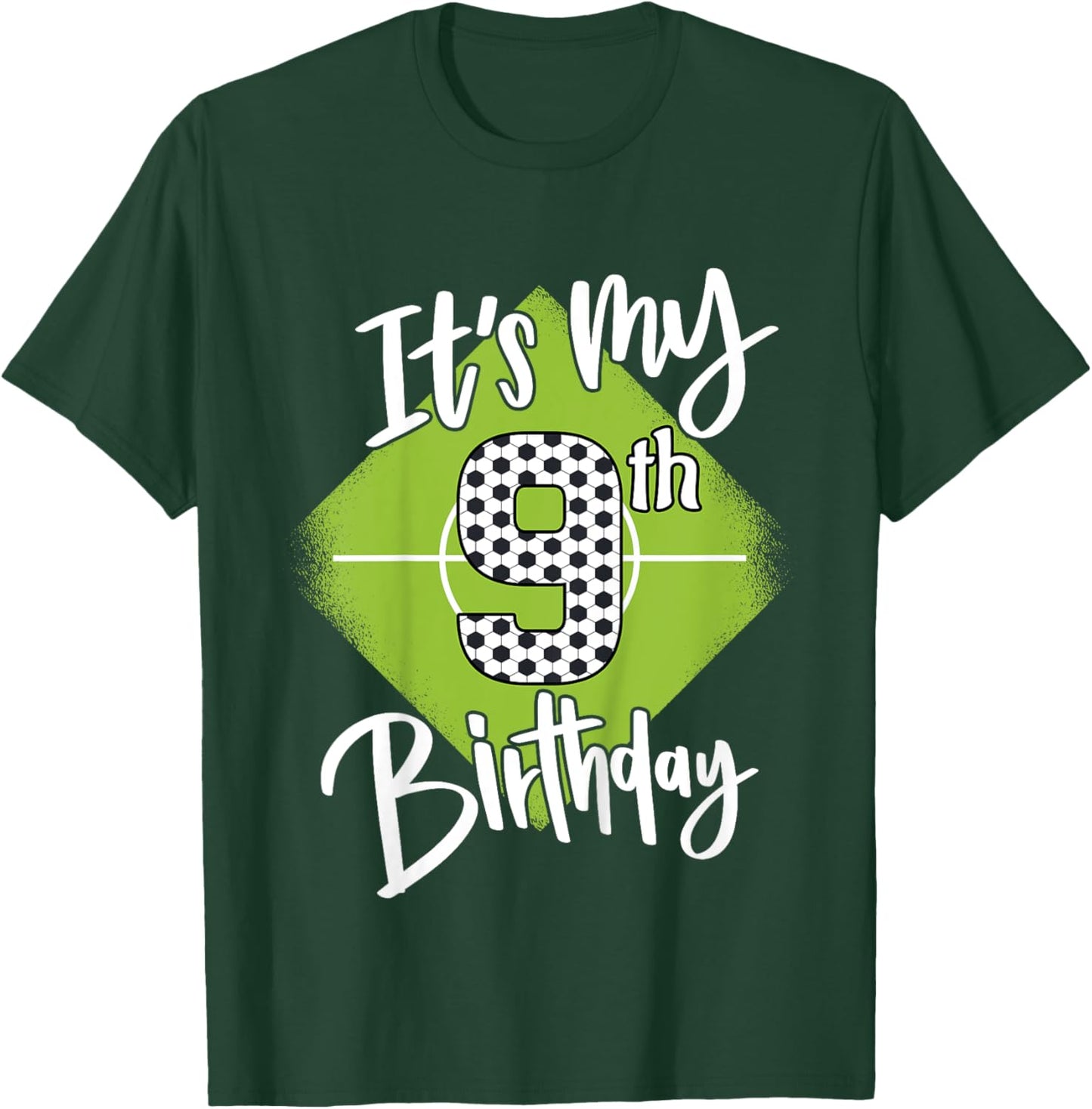 Kids Soccer Birthday 9 Years Boys Football It's My 9th Birthday T-Shirt - T-Shirt | Forest