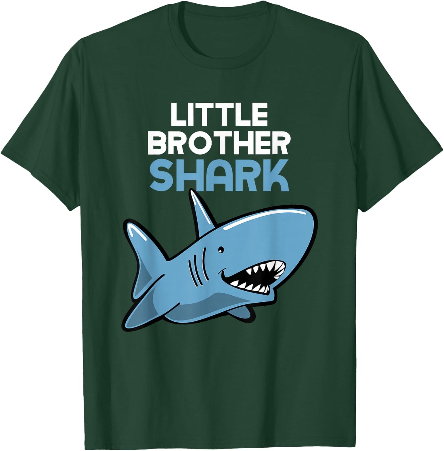 Little Brother Shark Funny Family Gift T-Shirt - T-Shirt | Forest