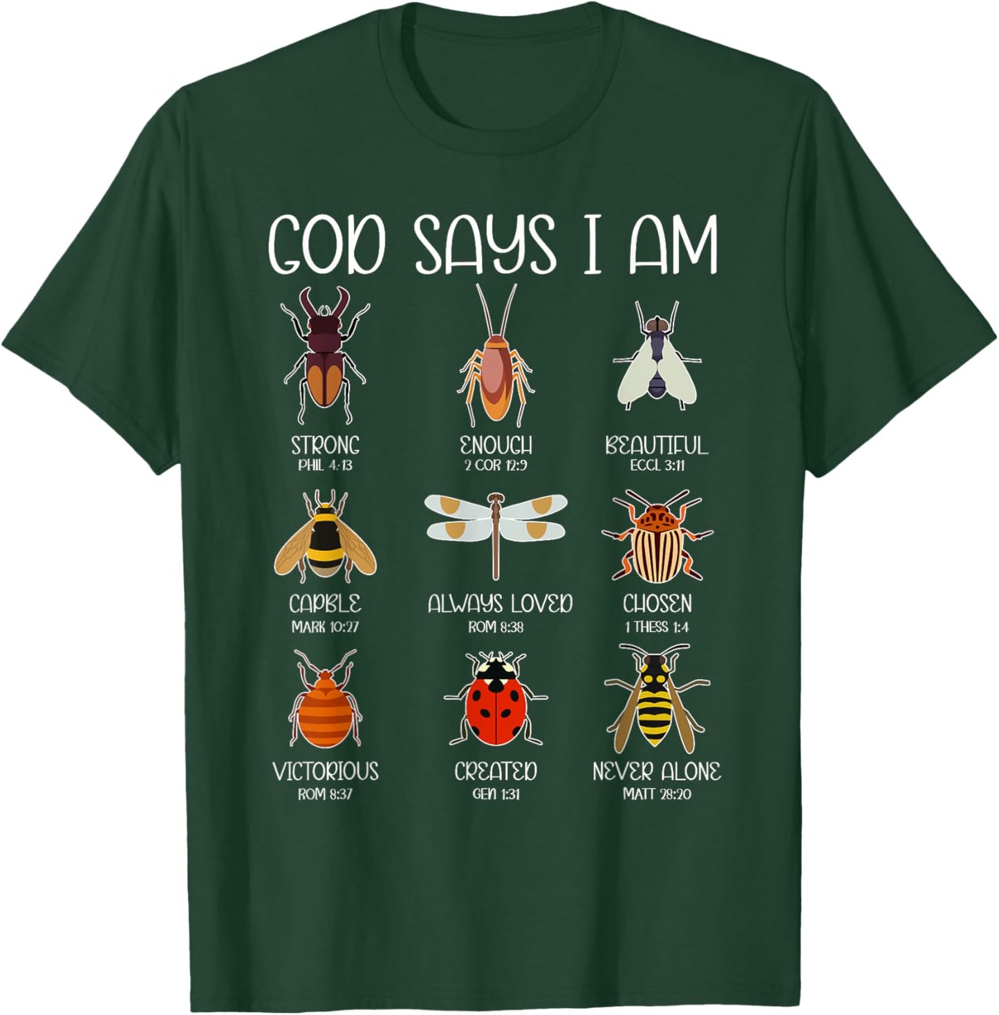 God Says I Am Bugs Insects Christian Boys Kids Religious T-Shirt - T-Shirt | Forest