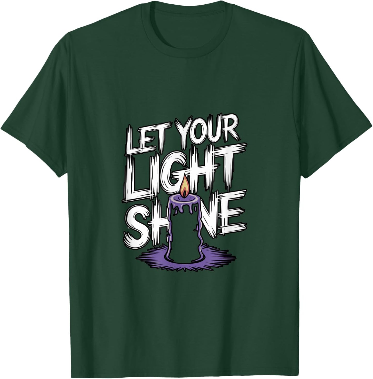 Let Your Light Shine Candle Christian Biblical Inspiration T-Shirt - T-Shirt | Forest