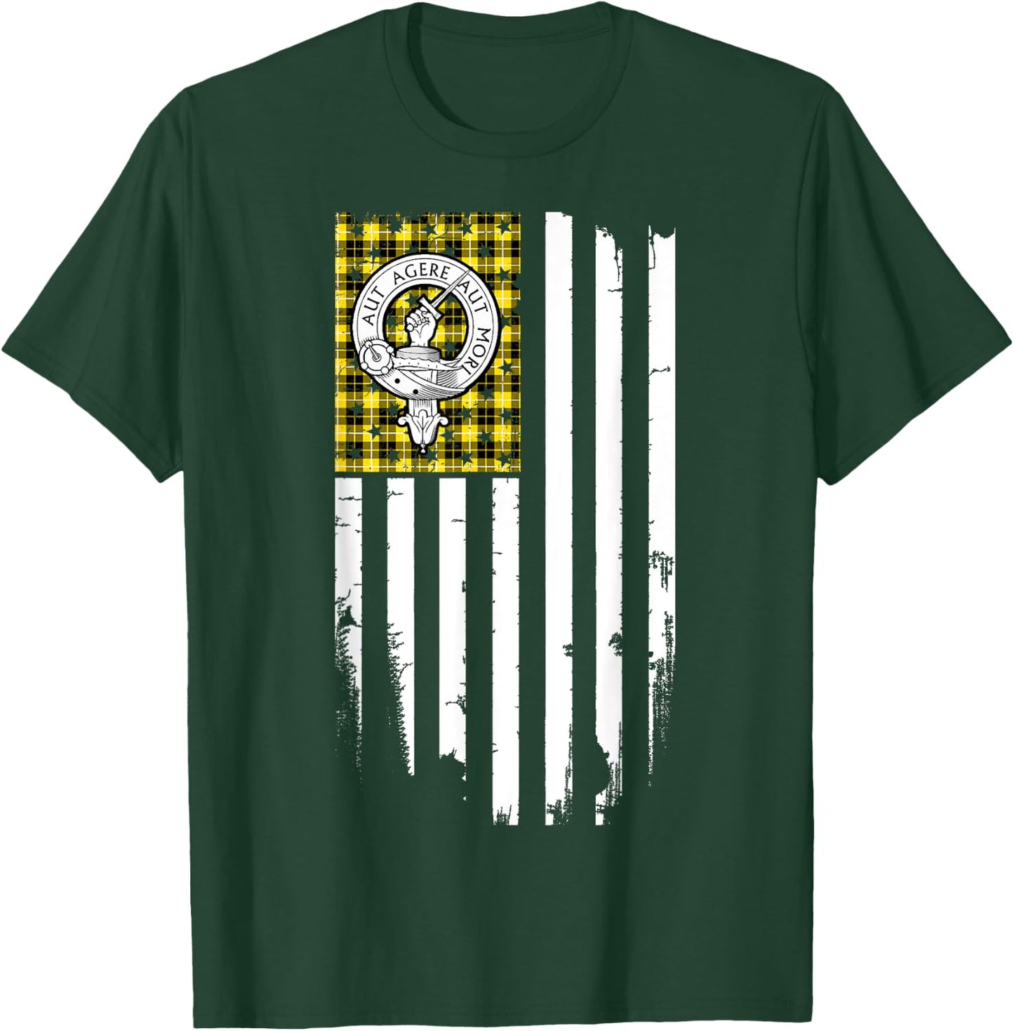 Scottish American Barclay Clan & Stripes Flag T-Shirt - T-Shirt | Forest