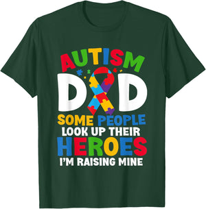 Autism Dad Puzzle Ribbon Proud Son Hero Autism Awareness T-Shirt - T-Shirt | Forest