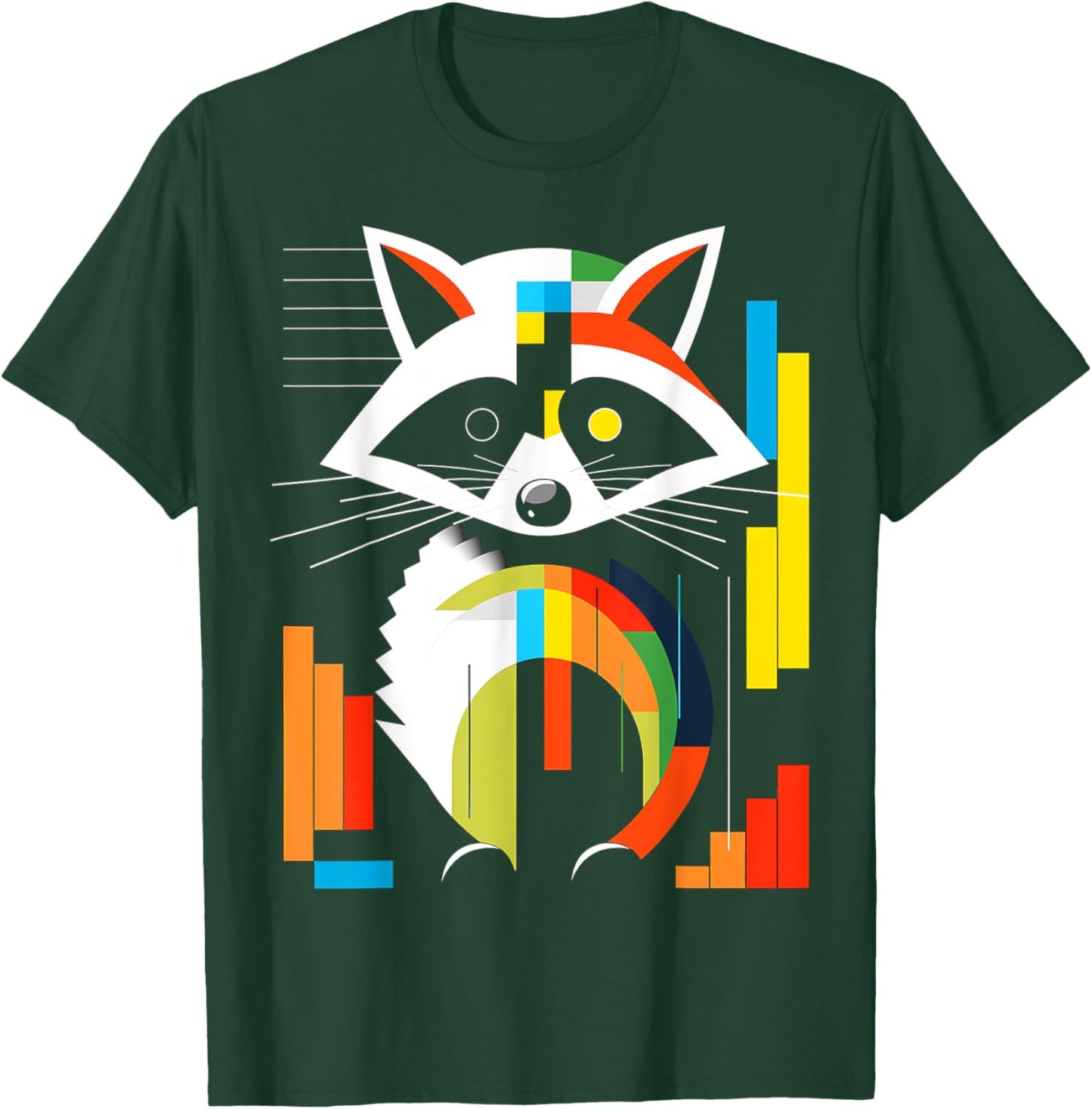 Raccoon Colorful Art Animal Geometric Graphic Raccoon T-Shirt - T-Shirt | Forest