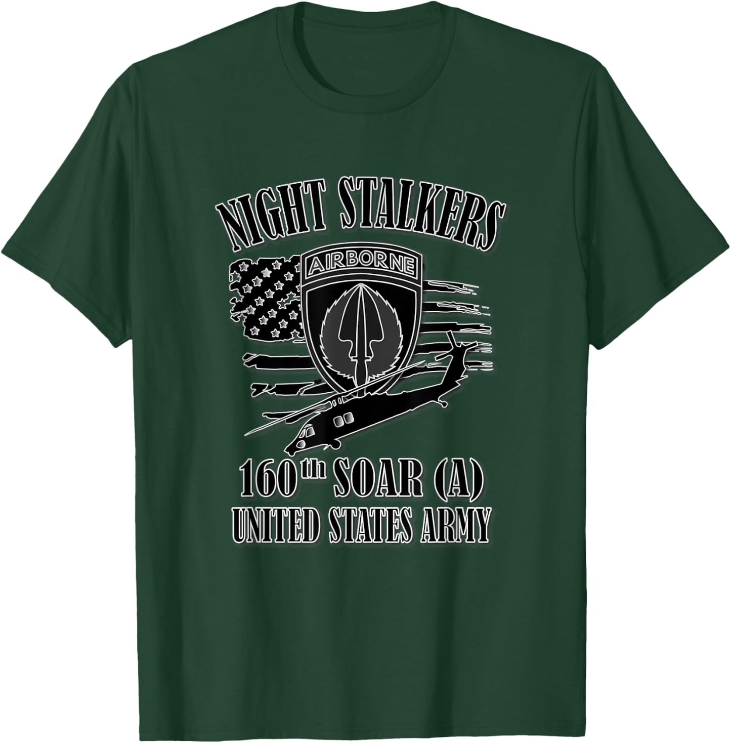 U.S. Army 160th SOAR- Airborne (Front Design) T-Shirt - T-Shirt | Forest