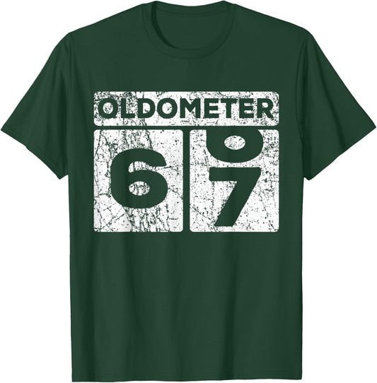Oldometer 66-67 Car Odometer Funny 67th Birthday T-Shirt - T-Shirt | Forest
