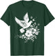 Dove White Pigeon Bird Vintage Peace Sign Flowers T-Shirt - T-Shirt | Forest