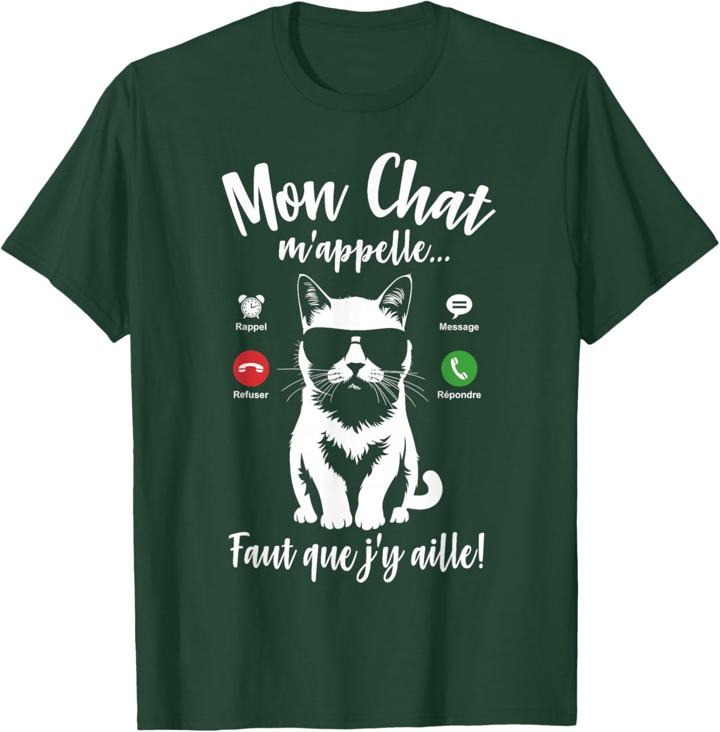 Cat Silhouette Woman Girl Humour Mon Chat m'appelle , Black, S T-Shirt - T-Shirt | Forest