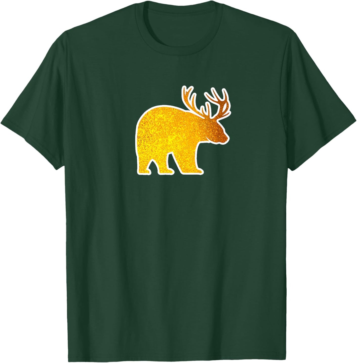 Bear with Deer Antlers Funny Beer Lover Spirit Animal T-Shirt - T-Shirt | Forest