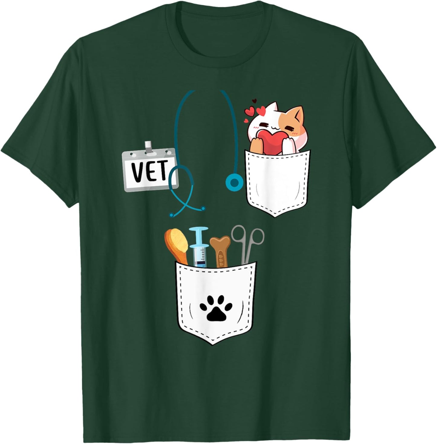 Vet Tech Veterinarian Halloween Costume For Adult Kids Women T-Shirt - T-Shirt | Forest