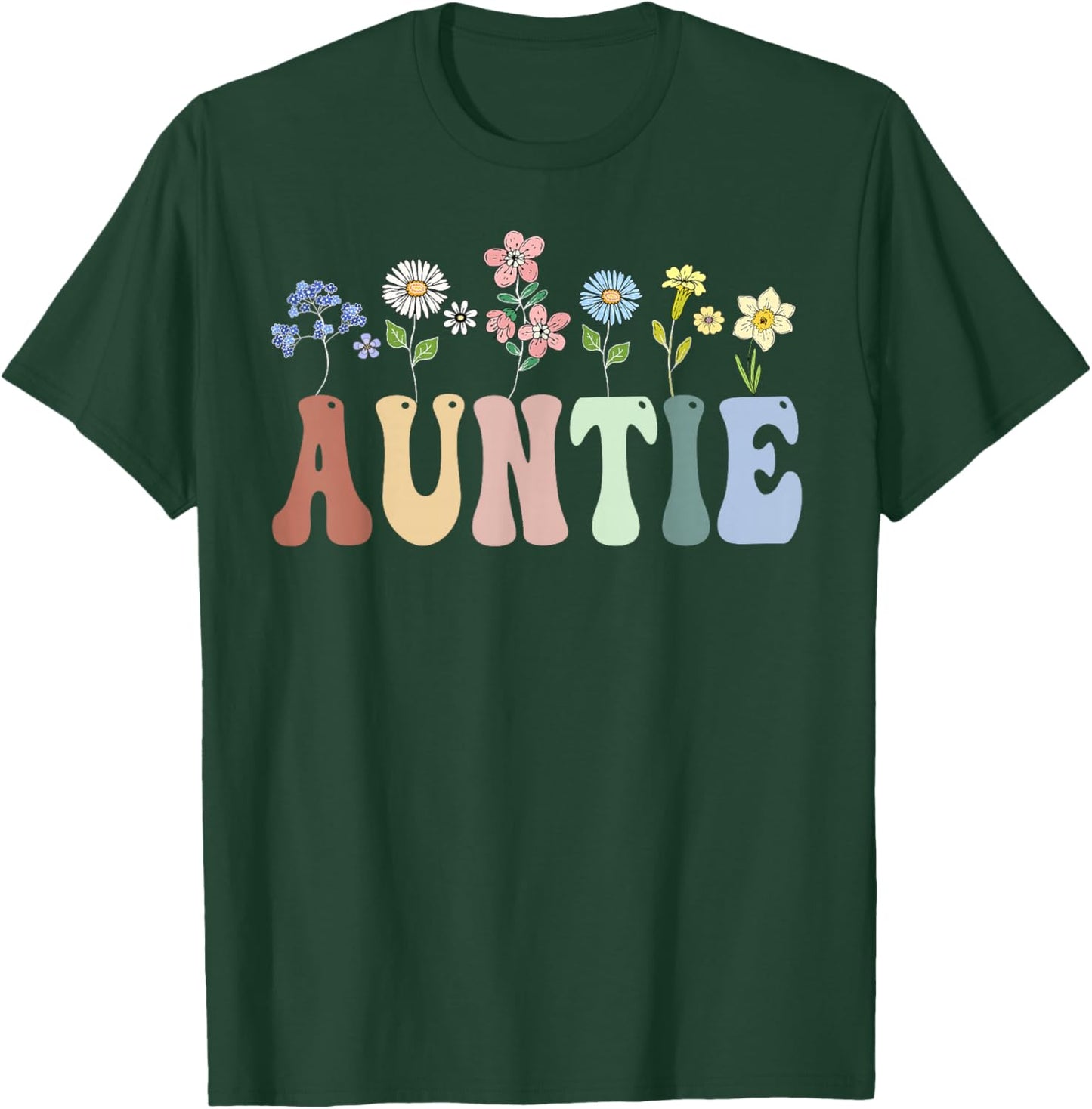 Auntie Gifts Women Wildflower Floral Design Auntie T-Shirt - T-Shirt | Forest