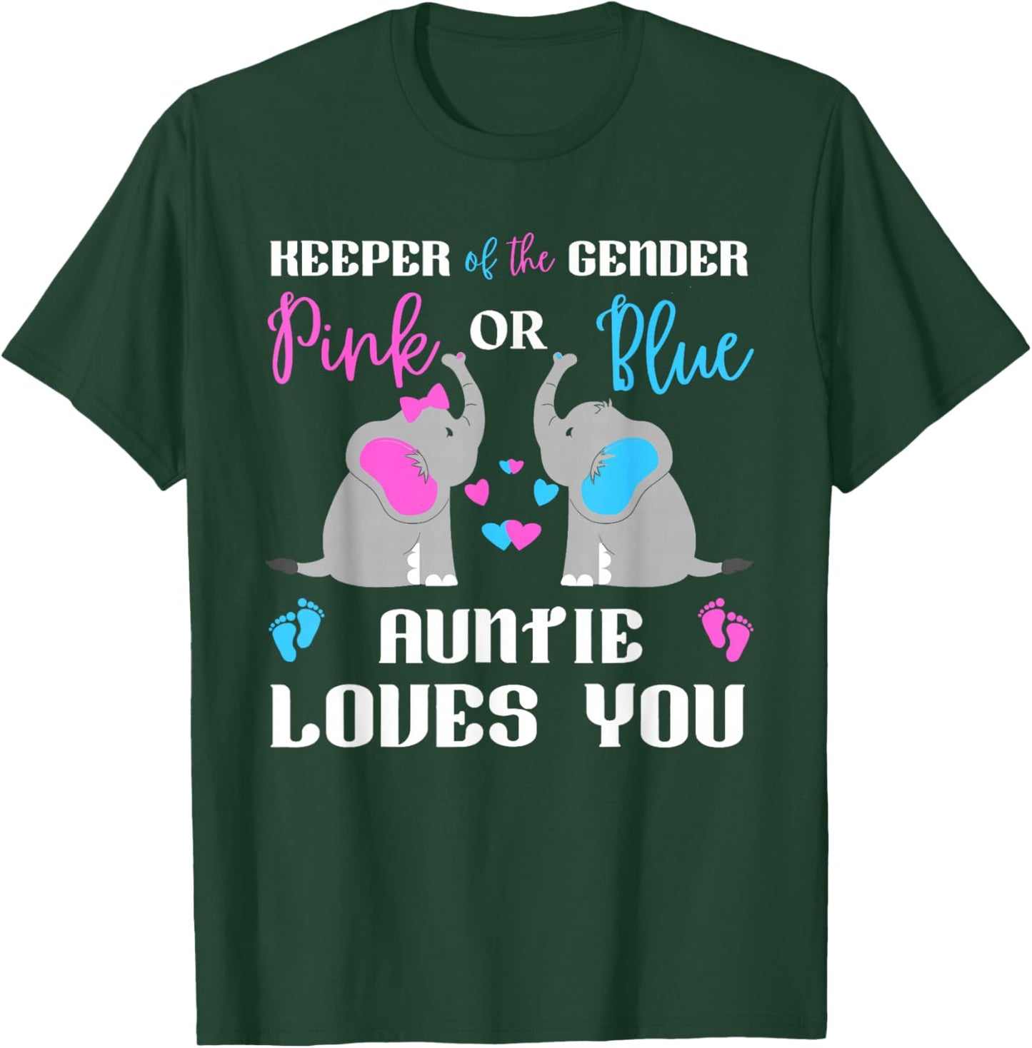 Keeper Of The Gender Pink Or Blue Auntie Loves You Elephant T-Shirt - T-Shirt | Forest