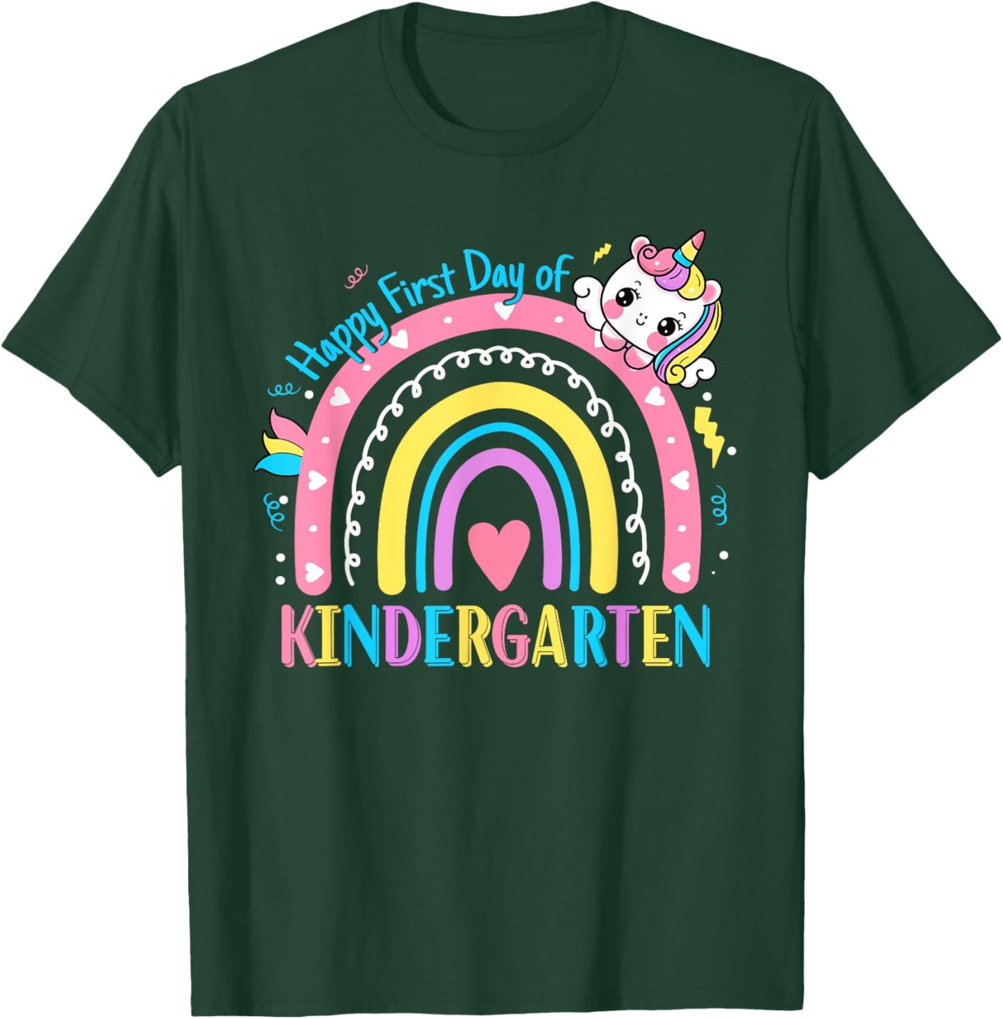 Kindergarten First Day to School Kindergarten Unicorn Girls T-Shirt - T-Shirt | Forest