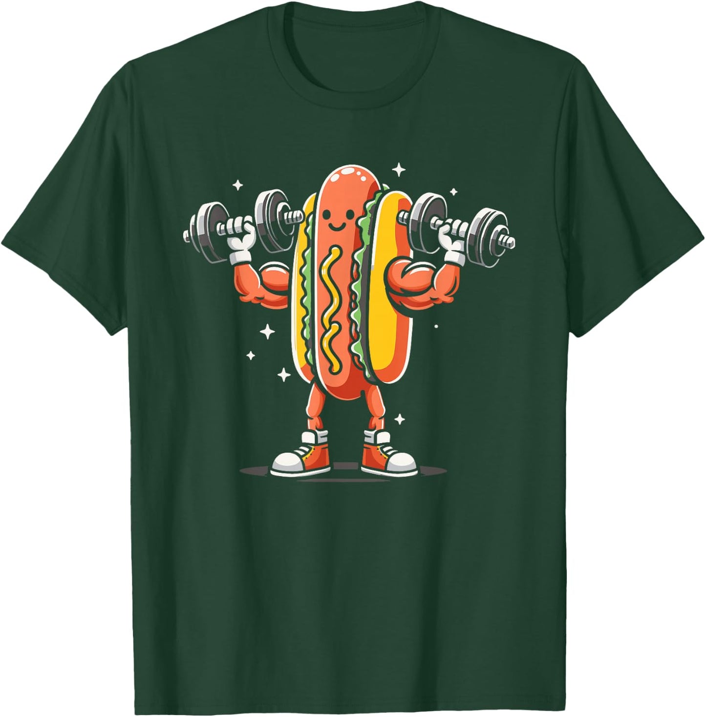 Hotdog Lifting Weights Funny Bodybuilding Weightlifting T-Shirt - T-Shirt | Forest