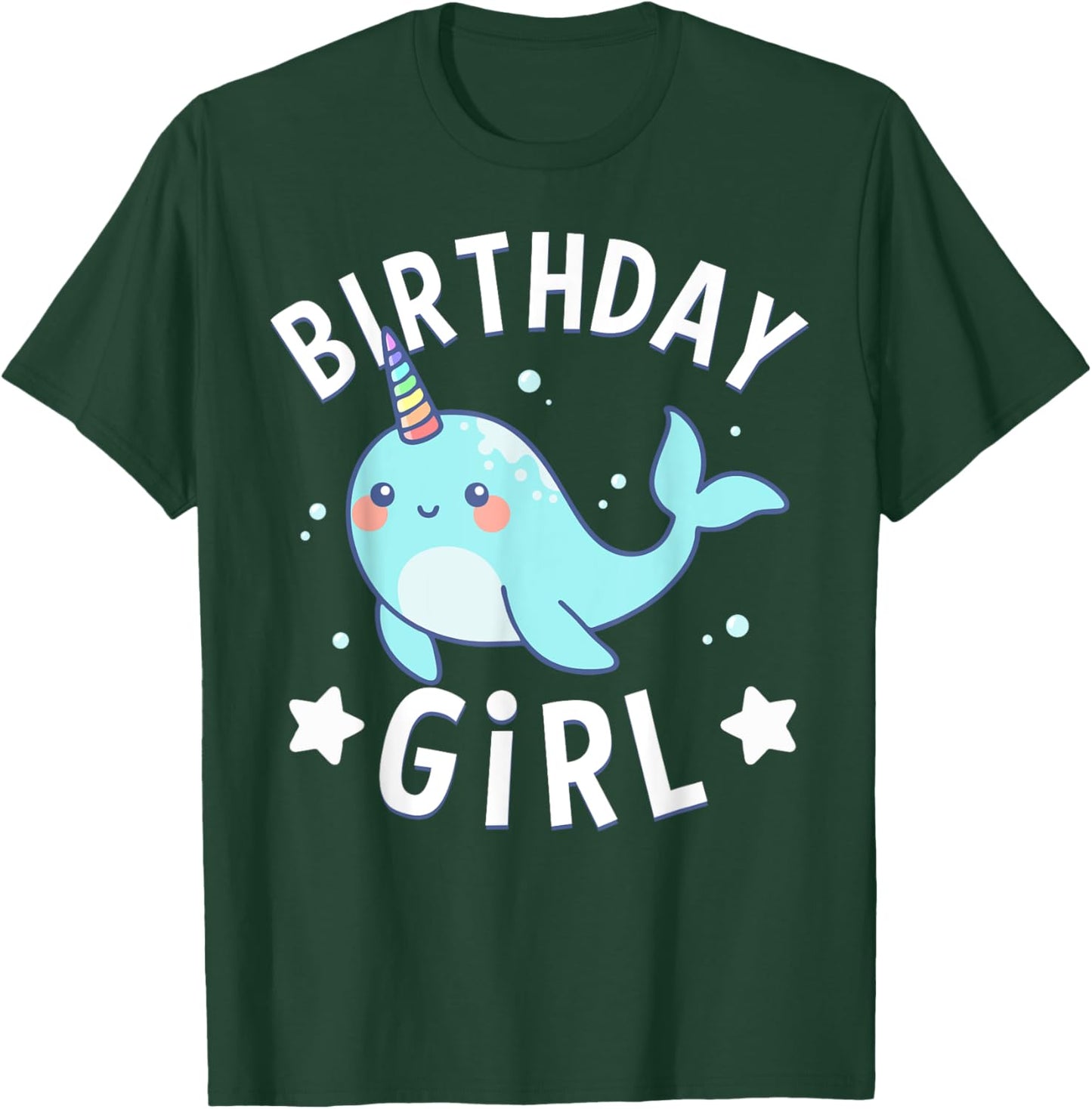 Birthday For Girl Party Cute Narwhal Sea Unicorn T-Shirt - T-Shirt | Forest