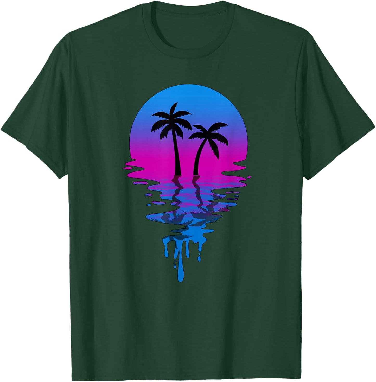 Vintage Retro Sunset Palm Tree T-Shirt - T-Shirt | Forest