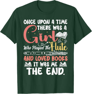 Flute Player Book Lover Flutist Marching Band Musician Flute T-Shirt - T-Shirt | Forest