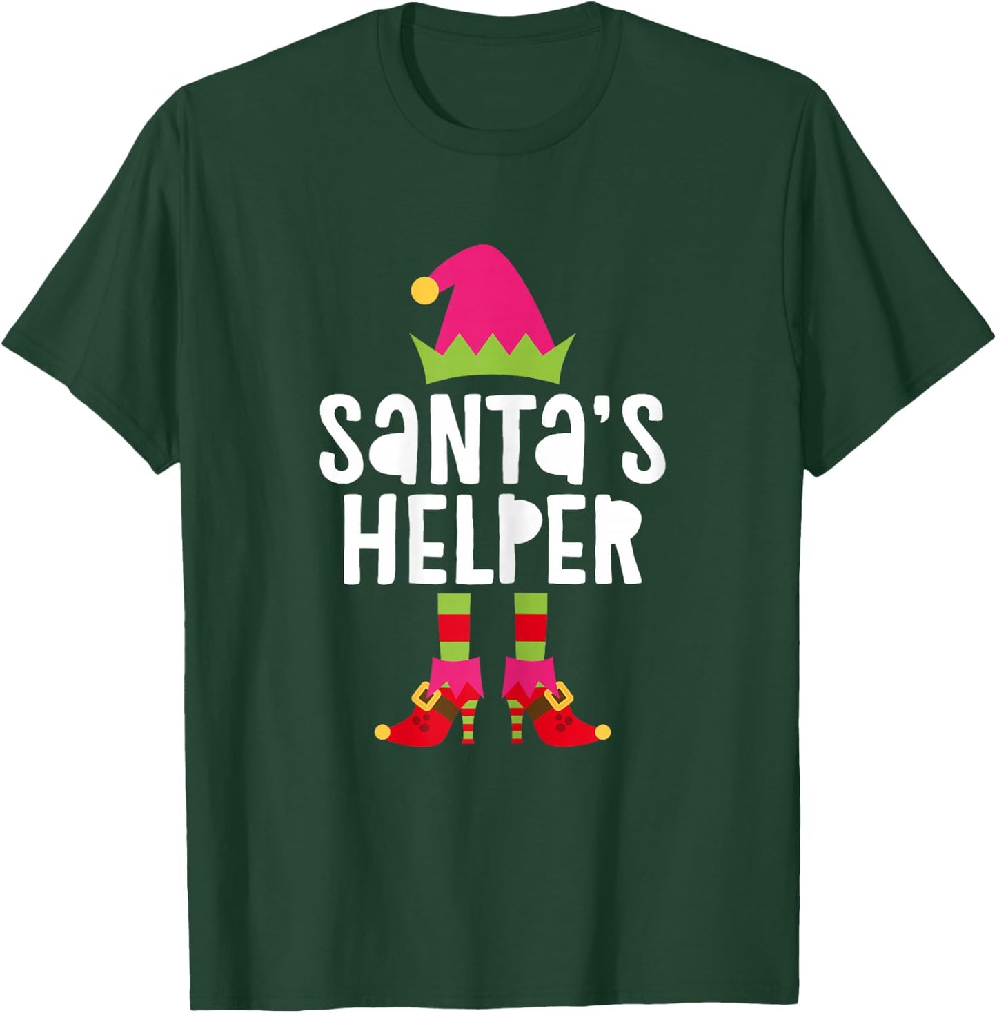 Santa's Helper Shirt Women Girl Matching Christmas Elf T-Shirt - T-Shirt | Forest