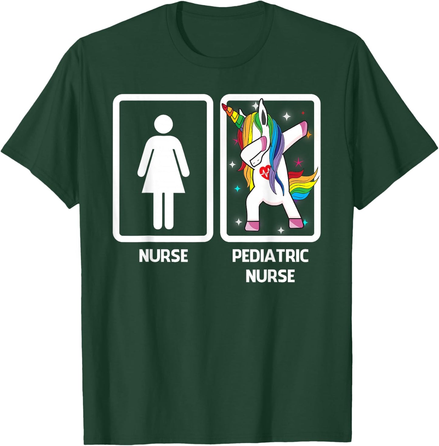 Pediatric Nurse Unicorn Dabbing Funny Pediatric Nursing T-Shirt - T-Shirt | Forest