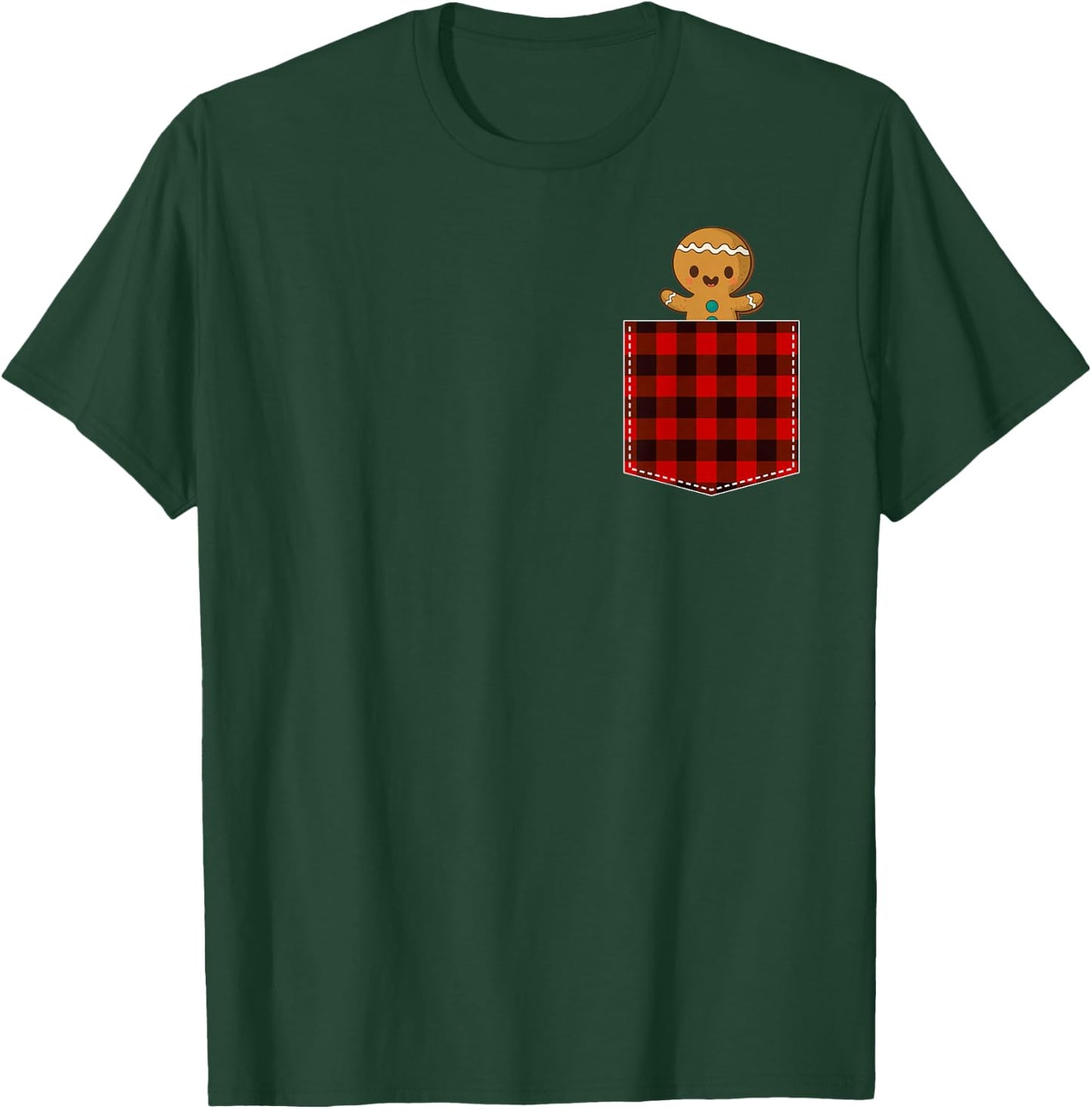 Red Plaid Gingerbread Cookie in Pocket Buffalo Christmas T-Shirt - T-Shirt | Forest