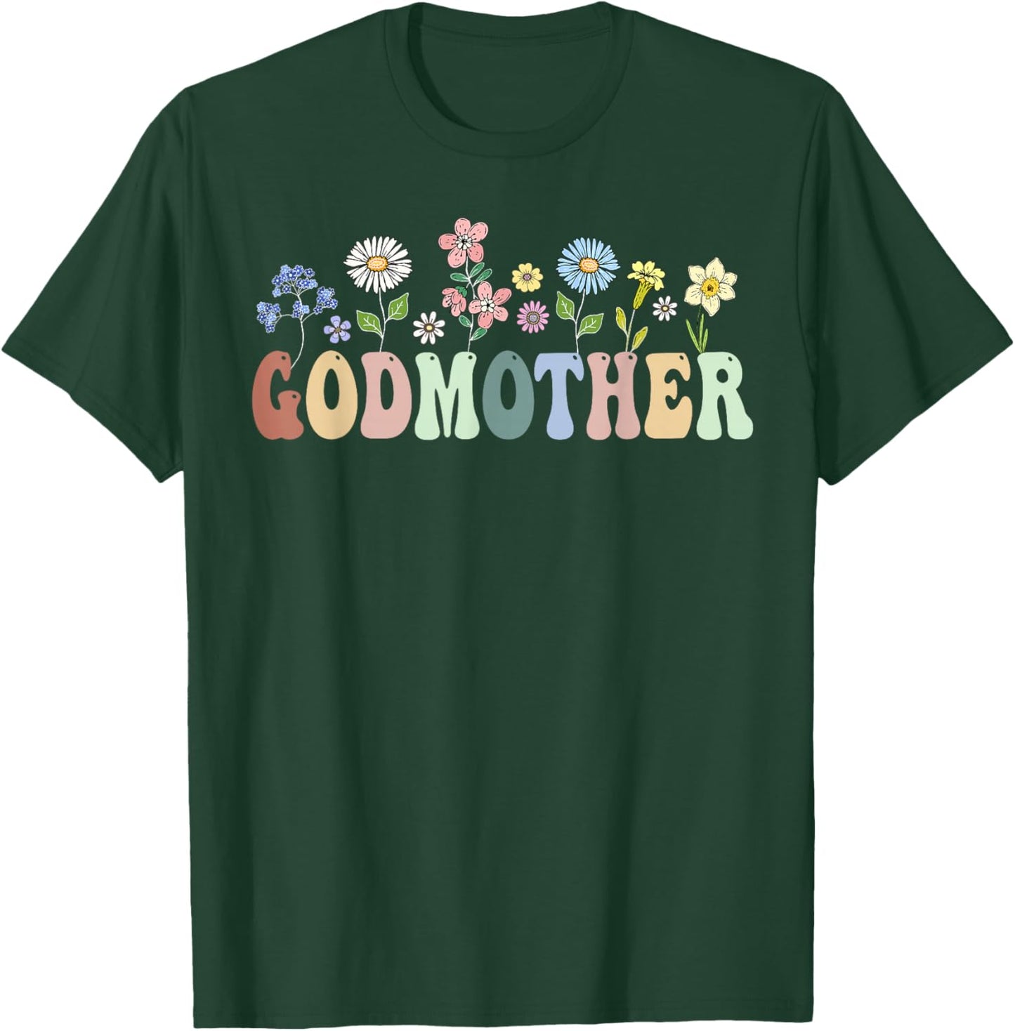 Godmother Gifts Women Wildflower Floral Design Godmother T-Shirt - T-Shirt | Forest