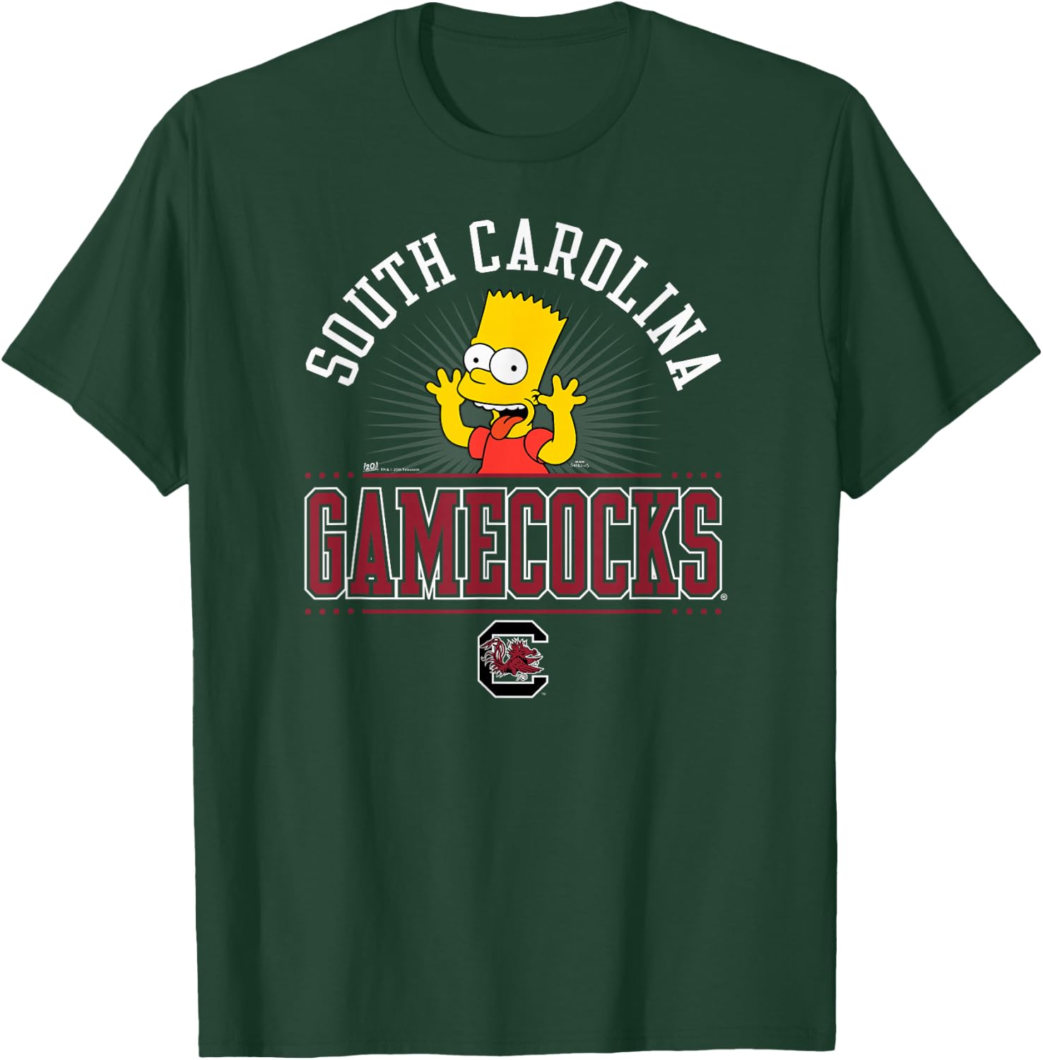 South Carolina Gamecocks Simpsons Bart Dark Gray T-Shirt - T-Shirt | Forest