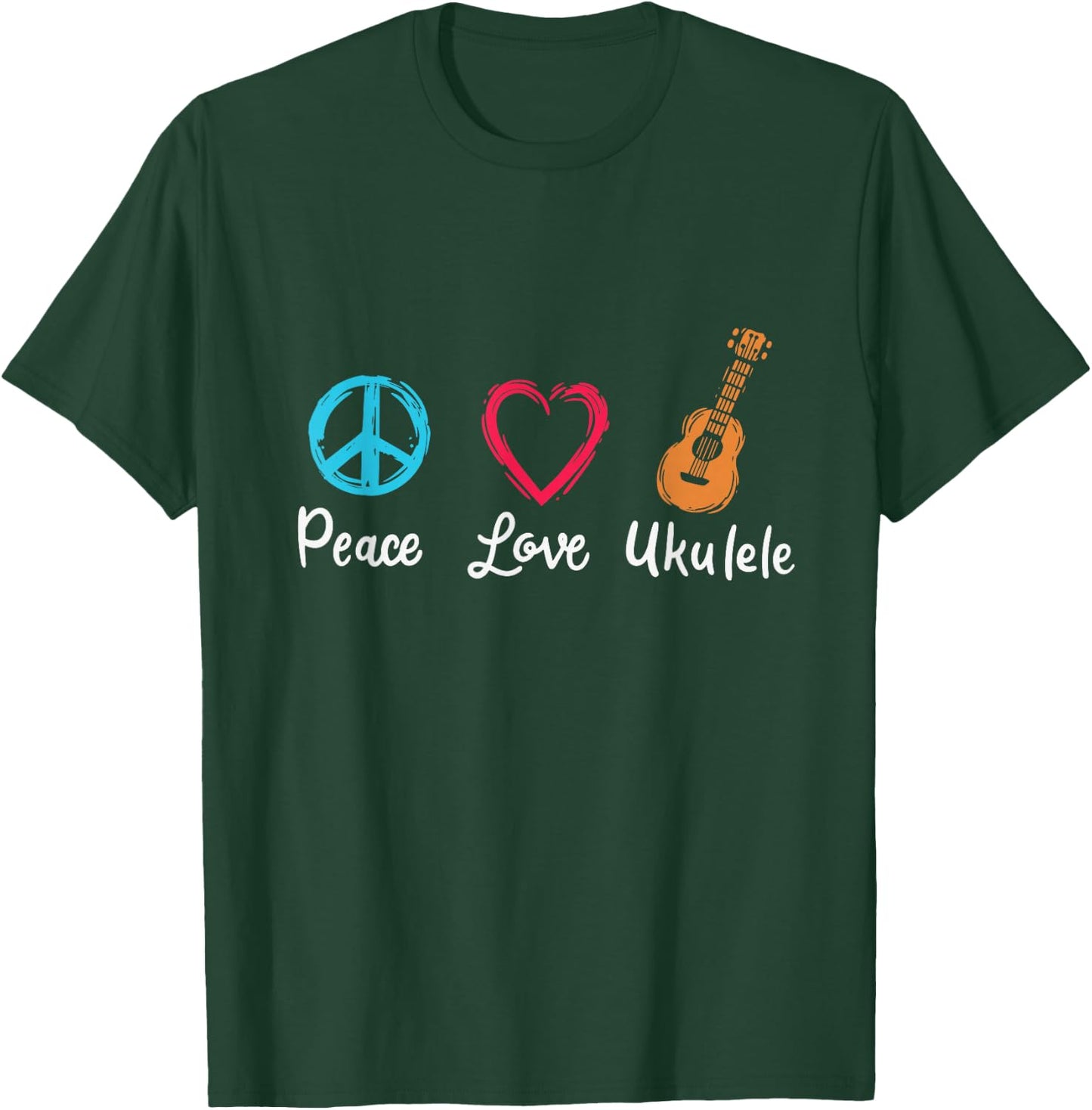 Peace Love Ukulele T-Shirt - T-Shirt | Forest