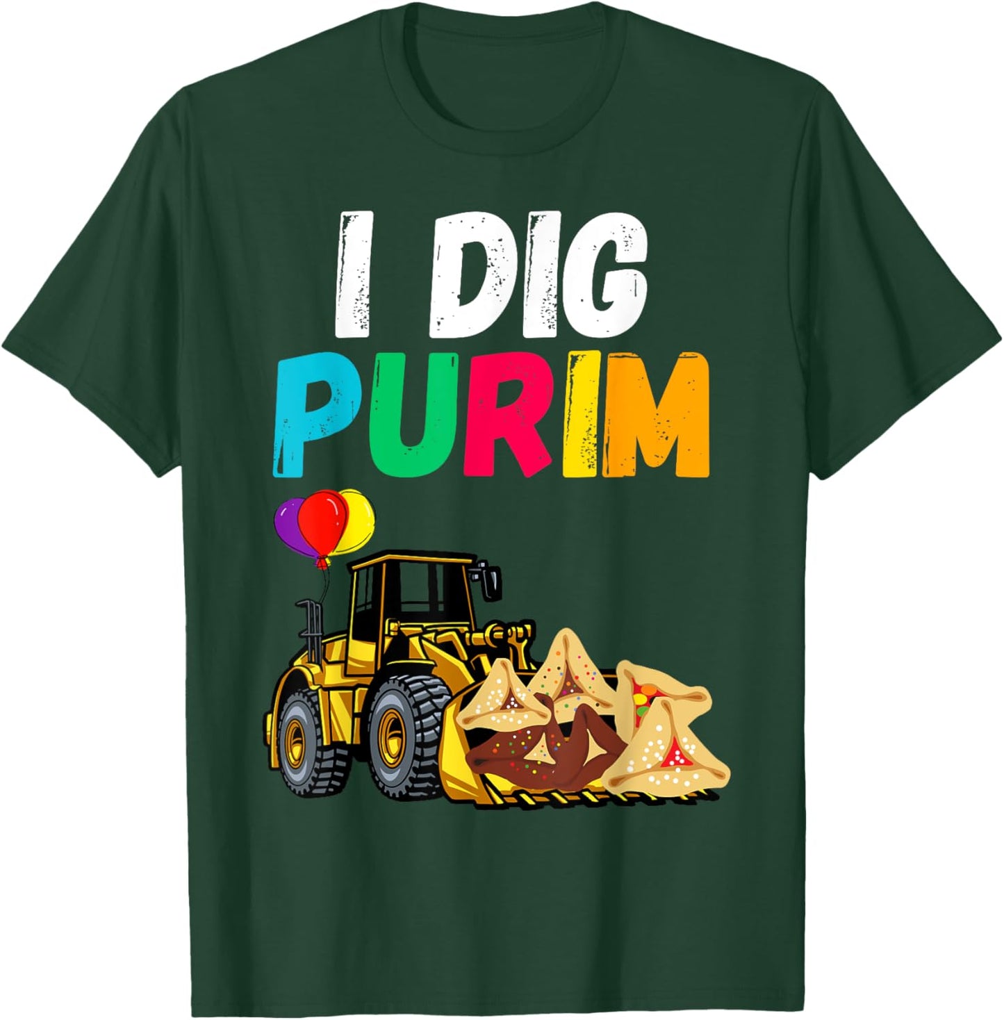 I Dig Purim Hamantaschen Tractor Jewish Toddlers Boys Girls T-Shirt - T-Shirt | Forest