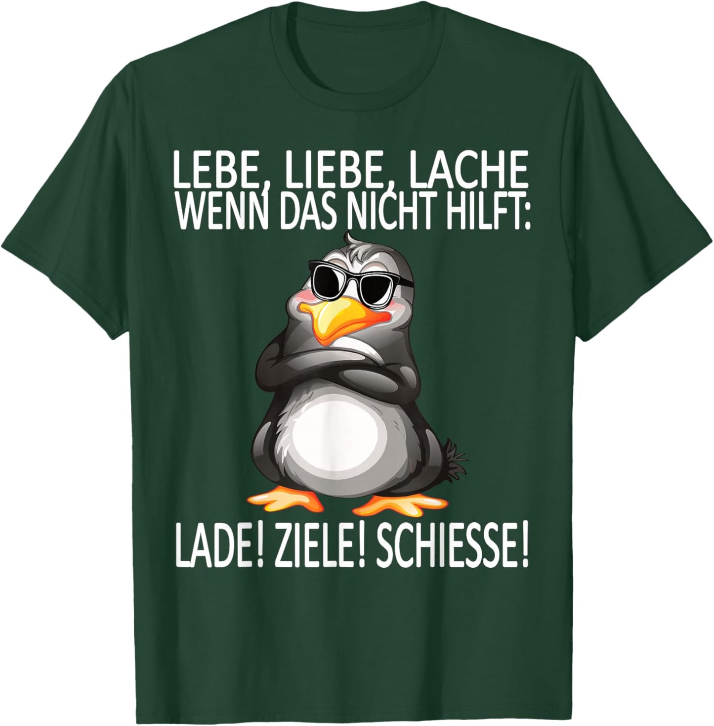 lebe liebe lache lustiges Design mit süßem Pinguin T-Shirt - T-Shirt | Forest