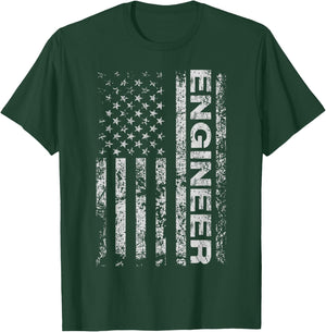 Engineer American USA Flag Funny Mechanical Aircraft Gift T-Shirt - T-Shirt | Forest