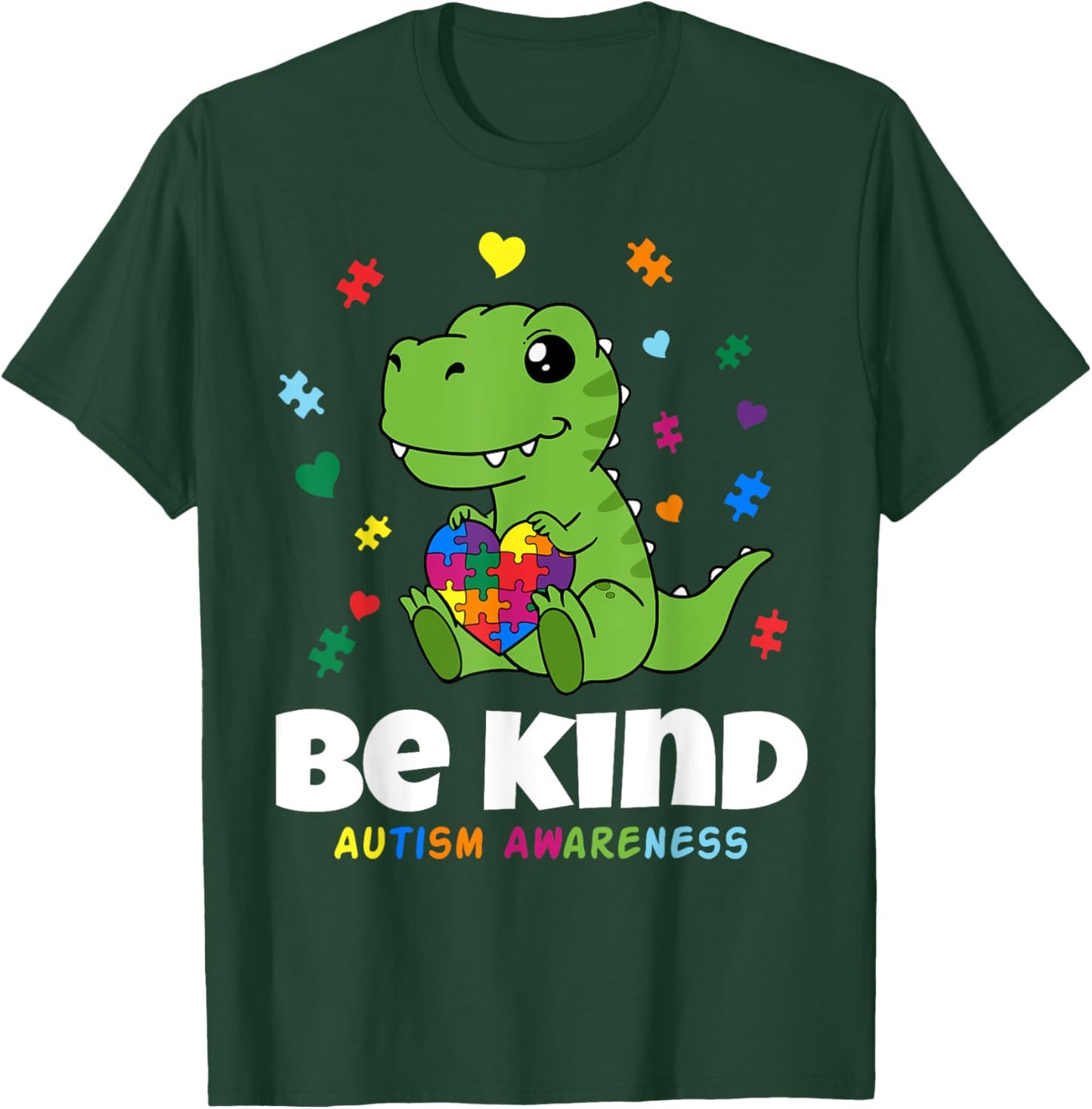 Be Kind Autism Awareness baby Dino Choose Kindness T-Shirt - T-Shirt | Forest