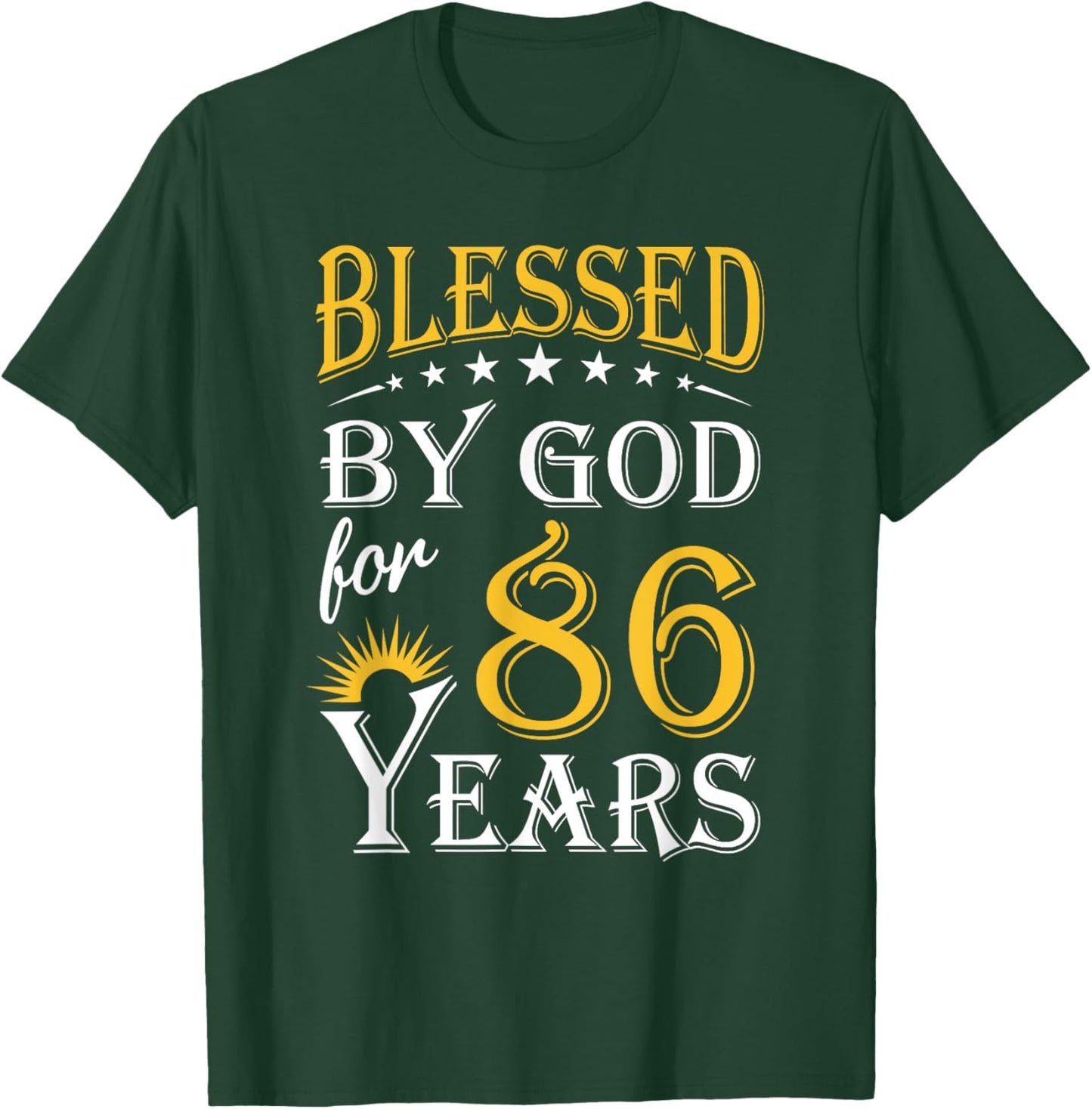 Vintage Blessed by God for 86 years Happy 86th Birthday T-Shirt - T-Shirt | Forest