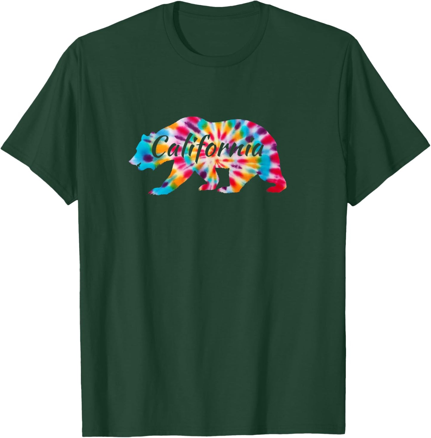 California State Flag Grizzly - CA Bear Republic Tie Dye T-Shirt - T-Shirt | Forest