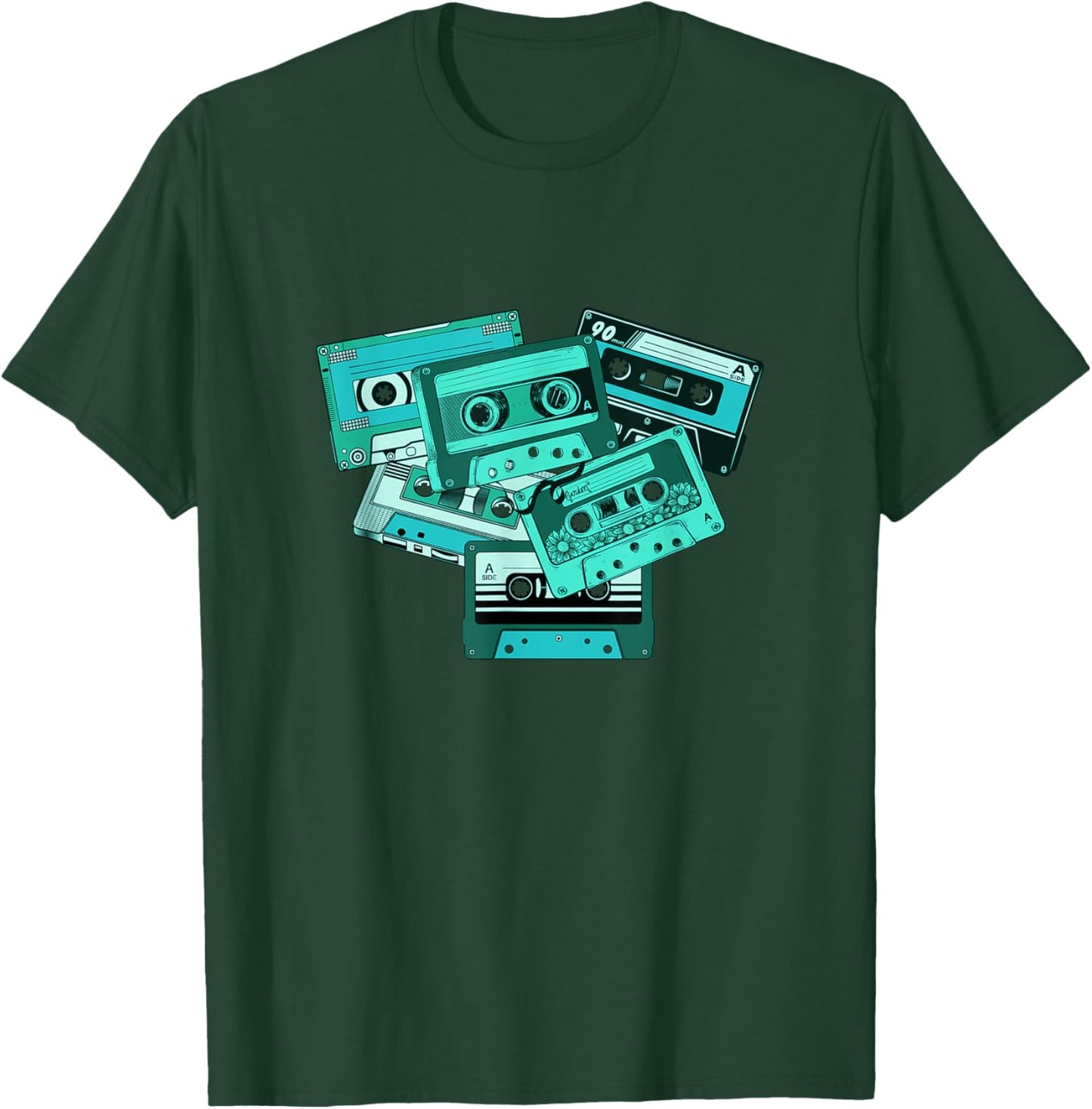 Light Teal Aqua Old School Tapes Teal Aqua Color Graphic T-Shirt - T-Shirt | Forest